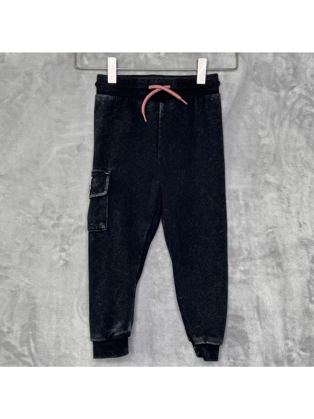 Rolling Stones Pants Youth 3T Black Cargo Joggers Red Drawstring Rock Band Kids